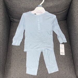 Carter's Light Blue Ribbed Two-Piece Pajama Set (used once, now NWOT)